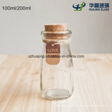 100ml 200ml Clear Tall Thin Glass Pudding Bottle with Cork